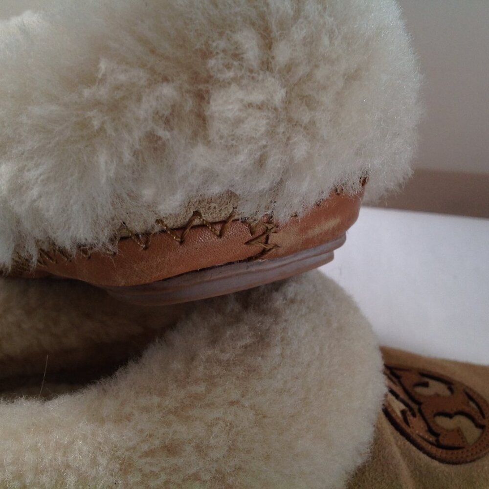 Tory Burch Moccasin Suede Leather Shearling Slippers 11 - Picture 6 of 8